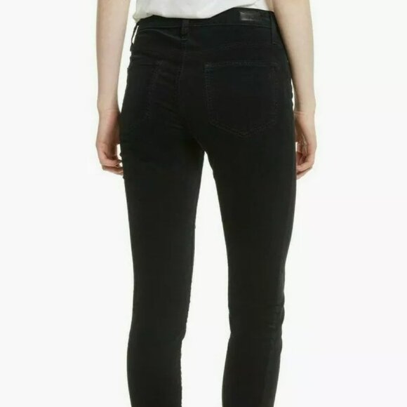 JOIE VELVET MID-RISE SKINNY STRETCH JEANS CAVIAR BLACK - Picture 2 of 8